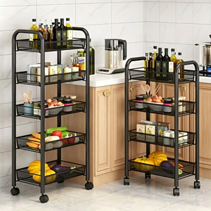 4-Tier Rolling Mesh Utility Cart With Side Hooks Metal Storage Rack Kitchen Pantry Office Bathroom Organization Durable Stand - Product Image 6
