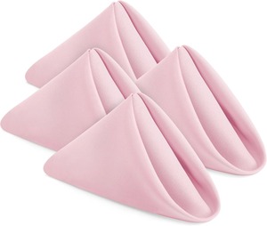 100% Polyester Pink Cloth Napkins 17 18 20 Inches for Parties Weddings Dinners Modern Style Washable Reusable with Hemmed <b>Edges</b> - Product Image 1
