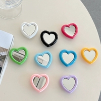 Coque de téléphone miroir d'amour en forme de coeur de couleur vive Macaron avec support de bureau rose extensible et portable