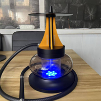 Nouvel ensemble de chicha arabe moderne, portable, en aluminium et verre, durable, double base, grand modèle, avec un seul tuyau, coffret cadeau, kit complet