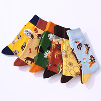 Nouvelles arrivées : chaussettes de sport décontractées pour hommes en coton, motif animal imprimé en 3D, logo jacquard personnalisé, couleurs estivales