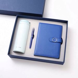 Dark Blue Modern Art Stainless Steel Business Box Lock Cup <b>Notebook</b> <b>Set</b> Thermos Annual Meeting Gift Silk Screen Printed - Product Image 2