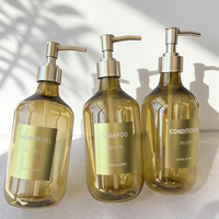 Flacon pompe doré de luxe vide pour gel douche 10oz 16oz Contenant en plastique vide pour shampoing et gel douche Emballage cosmétique