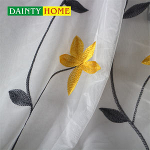 Precio al por mayor estilo asiático romántico flor cortinas bordado tul ventana cortinas transparentes para sala de estar cortinas bordadas - Product Image 5