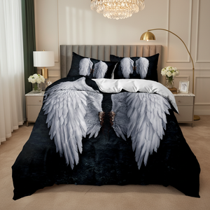 Ensemble de draps de couette imprimés à motif d'ailes d'ange personnalisés imprimés en 3D Ensemble de literie personnalisé pour enfant adulte - Product Image 2