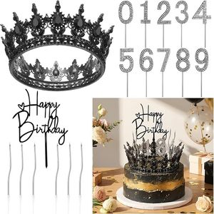 Kristal Taçlı Pasta Süsü Seti Rhinestone Rakamlar 0-9 Mutlu Yıllar Dalgalı Mum 18. 16. Yaş Günü Parti Malzemeleri - Product Image 3
