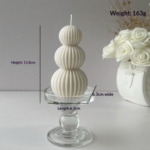 Bougie parfumée nordique côtelée en forme de boule, spirale rayée, empilable, décoration d'intérieur, cadeau - Product Image 6