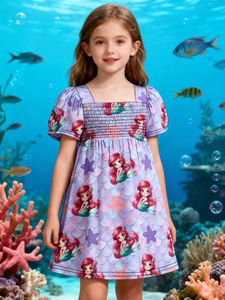 Vestido <span class=keywords><strong>de</strong></span> Verano para Niñas Yiyuan, con Volantes, Cuello Cuadrado, Manga Corta, Ecológico, Transpirable, Largo hasta la Rodilla, Corte en A, OEM - Product Image 5