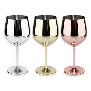 Copa de <span class=keywords><strong>Vino</strong></span> Tinto de Acero Inoxidable 18/8 de Pared Simple Irrompible de 18 oz, Color Oro Rosa, con Tallo, Copas de Gran Capacidad, Copas de Metal - Product Image 1