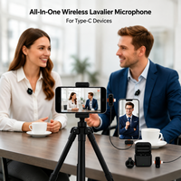 Micrófono Lavalier Inalámbrico J33 ANC Tipo-C con Cancelación de Ruido, Micrófono de Solapa para Grabación en iPhone y Android