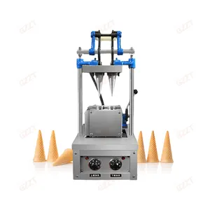 Simple Operation Double Heating Ice Cream Waffle Cone Maker Baking Machine One-press molding Commercial Waffle Cone Machine