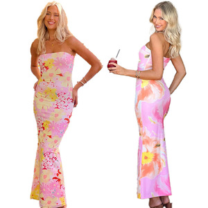 <span class=keywords><strong>Abito</strong></span> lungo da donna senza spalline con stampa floreale, <span class=keywords><strong>abito</strong></span> aderente per vacanze e feste in spiaggia - Product Image 2