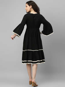 Women's Solid Rayon Fit & Flare Midi <b>Dress</b> for Women Festive Fancy Casual Trending Stylish Long One Piece <b>Dresses</b> Women Western - Product Image 3