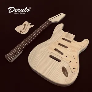 Derulo高品质Diy电吉他套件未完成的灰身CanadaMaple颈部紫檀木指纹板ST型OEM经典吉他
