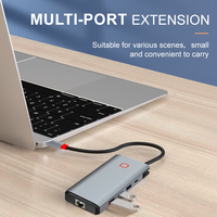Estación de acoplamiento multipuerto 4 en 1, accesorios periféricos, hub USB C, 8 puertos tipo C, Dock USB C Hub 3,0, adaptador divisor