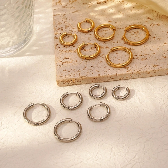 LT Stainless Steel Ear Cuffs Stylish and Unisex Round Stainless Steel Hoop Earrings Simple and Trendy Jewelry Wholesale