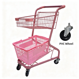 Supermarket Shopping Trolley 340L Large Wire <b>Basket</b> Heavy Duty Silent Wheel Retail Warehouse Cart Rolling Use Use Set Kit - Product Image 6