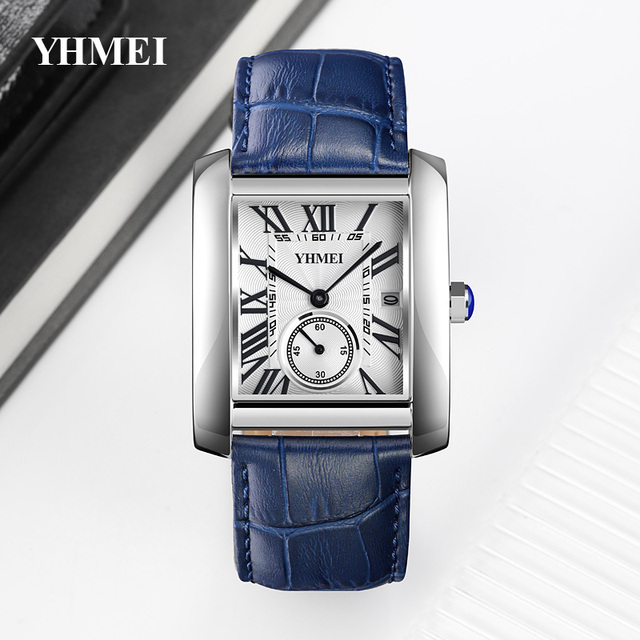 Luxury Waterproof OEM Style Wristwatches Brand square Quartz Watch Calendar case Leather Quartz Movement Watch Men
