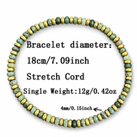 Handgefertigtes Pfauengrünes Herren Naturstein-Perlenarmband Abakus-Perlen Gold-Spacer Handgemachtes Elastisches Großhandels-Armband