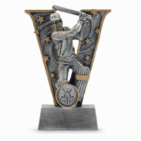 Trophée de cricket de luxe en résine avec base en résine, finition argent et or antique, 15,0 cm, récompense pour championnat de cricket