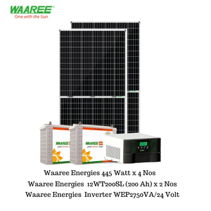 Kit Hors Réseau Waaree Energies 2 Kilowatts, Panneaux Monocristallins Demi-Coupés (Panneau Waaree 445 Watts, 150 Batteries Solaires C-10) - Product Image 2