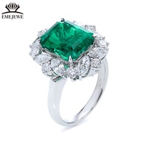 EMEJEWE Damen 18K Massivgold Kultivierter Smaragdgrüner Ring-Anhänger Zweifach Verwendbar Luxuriöse Hochzeits- & Party-Version
