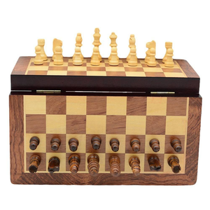 Jeu d'échecs portable en bois haut de gamme avec boîte de rangement pour le divertissement des enfants en déplacement - Product Image 2