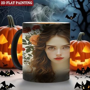 Taza de Cerámica Blanca para Sublimación, 11 oz, Color Negro Escarchado, Taza de Café que Cambia de Color, Diseño de Pintura Plana 2D - Product Image 6
