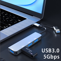 Justlink USB3.0 USB C Hub 4 en 1 Multiport Hub 5Gbps Adaptador Stock Interfaz para Laptop Surface Pad Docking Station