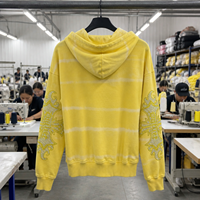 Yingling Sweat à capuche zippé en coton vintage, brodé avec appliqué, ourlet brut, effet délavé, coupe courte, personnalisable OEM ODM, unisexe
