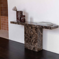 Table console en marbre Emperador foncé Cammy Stone, pierre naturelle, design moderne, table de salon de luxe, table à manger