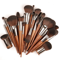 Vente en gros d'usine, fabricants véganes en Chine, kit compact à étiquette privée, 37 pièces, pinceaux de maquillage de haute qualité, sans cruauté, couleur marron