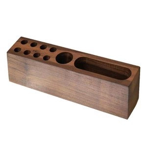 Wooden Pen Holder <b>Square</b> Multi-functional Desk Organizer For Office With Business Card Slot And Flower <b>Vase</b> - Product Image 2
