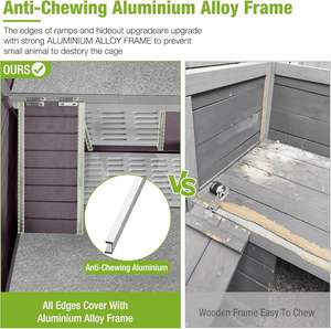 Cage à lapins d'intérieur/extérieur pour cochon d'Inde avec roues, sol en plastique anti-urine, pieds amovibles, étagère de rangement, facile à monter - Product Image 4