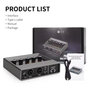 Interface audio Enregistrement professionnel <span class=keywords><strong>XLR</strong></span> DSP Reverb Alimentation fantôme 48V <span class=keywords><strong>Carte</strong></span> <span class=keywords><strong>son</strong></span> pour l'enregistrement musical Karaoké en ligne - Product Image 1