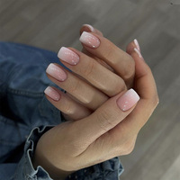24 faux ongles à presser French Manucure Amande Réutilisables Acrylique Nude Blanc Personnalisables OEM Longueur Moyenne