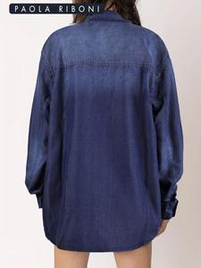 Veste en jean pour femme de haute qualité, coupe oversize, à manches longues, boutonnée, style streetwear décontracté, manteau d'extérieur - Product Image 5