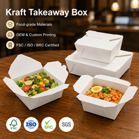 Boîte à lunch en papier jetable avec revêtement résistant à la graisse, logo personnalisé, pour service de restauration