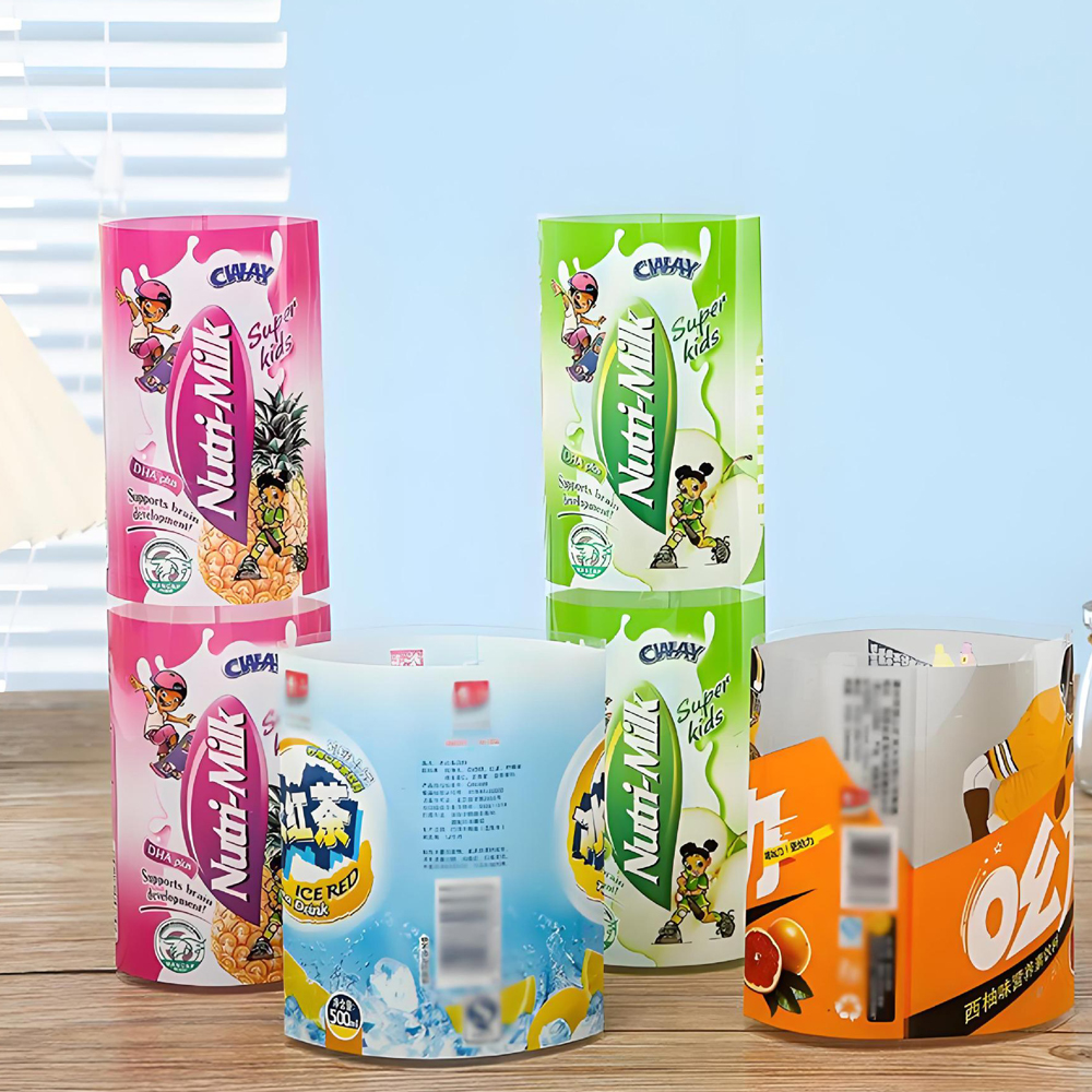 Customizition Design Printing Heat Shrinkable Labels Packaging PET PVC Plastic Water Juice Beverage Bottle Labels
