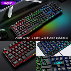 Combos de teclado para juegos TF810, juego de juegos <span class=keywords><strong>USB</strong></span>, teclado con cable de color, ratón con retroiluminación LED de 104 teclas, combinación de almohadilla para auriculares LED - Product Image 3