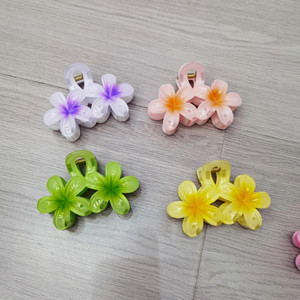 Pinza de Pelo Estilo Europeo con Flor de Frangipani Degradada, Clip de Tiburón, Accesorios para el Cabello Estilo Vacaciones en la Playa - Product Image 5