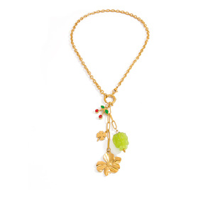 <span class=keywords><strong>Serie</strong></span> de frutas frescas Collar con colgante múltiple en forma de <span class=keywords><strong>Y</strong></span> Collar de acero inoxidable con perlas de amor de explosión de eslabones chapados en oro - Product Image 5