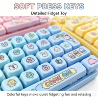 Jouet sensoriel anti-stress portable à 26 boutons imprimé aliments de dessin animé, clavier à presser, pour garçons et filles, idéal pour les fêtes