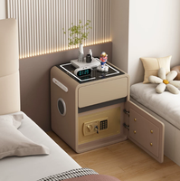 Meja Samping Tempat Tidur Pintar dengan Kotak Pengaman, Pengisian Daya USB, Speaker Bluetooth, Lampu LED, Pengisian Daya Nirkabel BTBT021 untuk Rumah atau Hotel