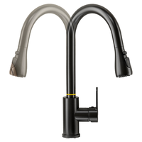 Robinet de cuisine moderne en acier inoxydable à tirette avec coude froid unique anti-éclaboussures Fonction eau chaude et froide pour hôtels et éviers