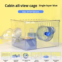 Zoom Golden Hamster Ensemble Complet Moderne Écologique avec Plateau en Plastique, Tunnel à Boutons, Villa Extra Large, Boîte d'Élevage pour Hamsters Nains, Petite Maison