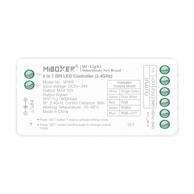 SPIR5 5 in 1 LED Controller DC5-24V 2.4GHz RGBCCT SPI Controller