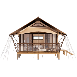 เต็นท์โรงแรมทำจากเหล็กแบบโมดูลาร์พร้อมปรับแต่งได้สำหรับห้องนอนห้องนั่งเล่นประตูทำจากไม้เนื้อแข็งเป็นมิตรกับสิ่งแวดล้อมเต็นท์วิลล่าสุดหรู - Product Image 1