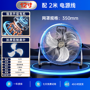 12 Inch Pedestal <b>Fan</b> <b>AC</b> Motor Electric Floor Standing <b>Fan</b> 30W 3 Blade Aluminum Commercial Use Workshop Cooling - Product Image 1