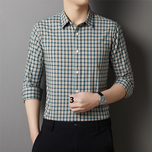 Polo à la mode manches longues hauts luxe <span class=keywords><strong>classe</strong></span> affaires marque accessible affaires <span class=keywords><strong>vêtements</strong></span> décontractés hommes décontracté chemise à carreaux - Product Image 5